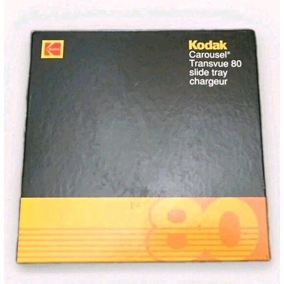 Vintage Kodak Carousel Transvue 80 Slide Tray with Original Box Black For Slides - Picture 1 of 16